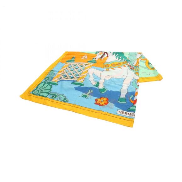 Hermes scarf/stole cotton women's yellow multicolor